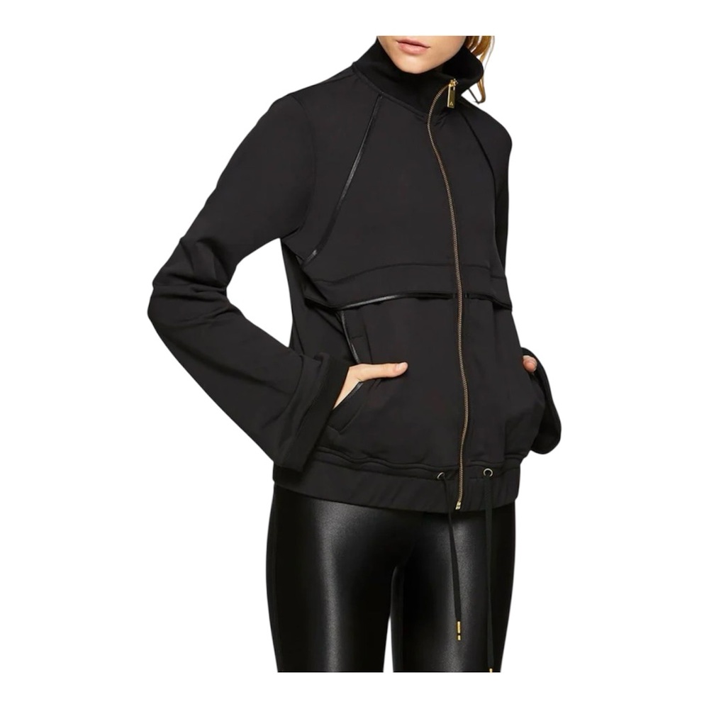 NWT Alala All Day Track Jacket Women's Black S L Drawstring Sporty Glam Luxury